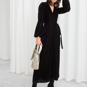 & Other Stories black velvet wrap dress